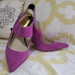 Michael Kors Womens Pomegranate Sivian Suede‎ Leather Slingback Heels 10M NWOB